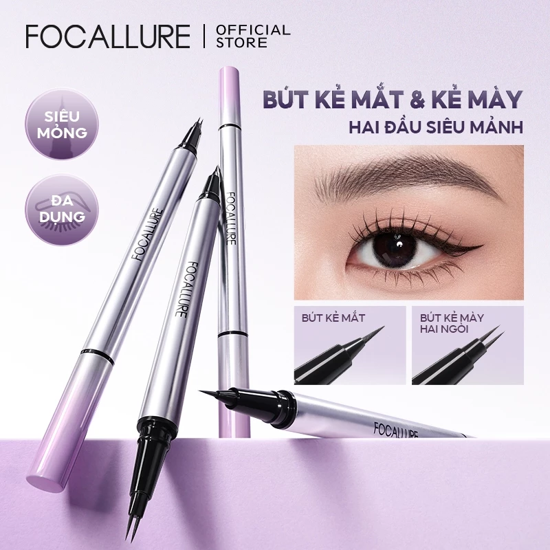 Bút kẻ mắt & bút kẻ mắt FOCALLURE TwinTip Slim 0,01mm Bút kẻ sọc 2 trong 1 đa năng chống nước siêu mịn