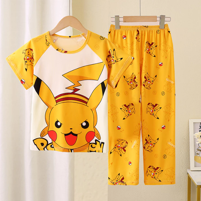 Bộ Đồ Ngủ Ngắn Tay Hình pikachu Phong Cách Hàn Quốc Cho Trẻ Em Trai