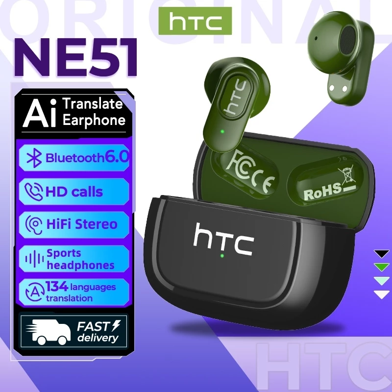 Tai Nghe Phiên Dịch AI HTC NE51 Dịch 134 Ngôn Ngữ