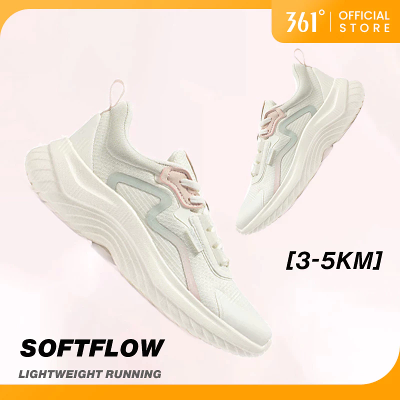 361 Độ Softflow Nhẹ Nữ Chạy Bộ Giày Thể Thao Thoải Mái Thoáng Khí Đi Bộ Giày Thể Thao Chạy Bộ Tập Luyện Thời Trang Phong Cách Thanh Lịch Trắng Đen 682232210