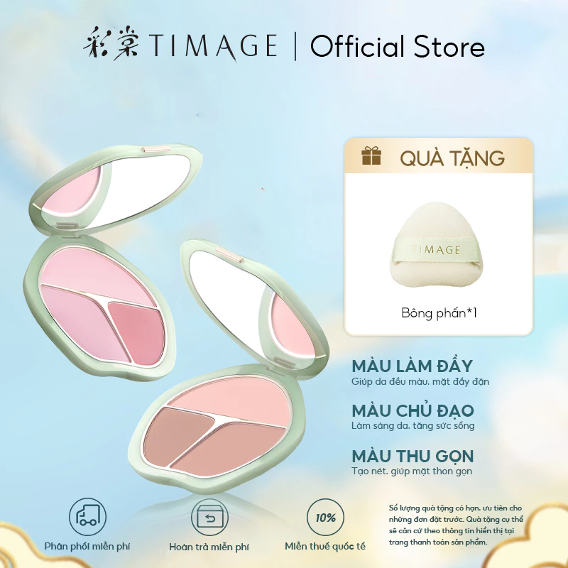 Bảng 3 màu má hồng TIMAGE Highlighter & tạo khối làm sáng tự nhiên 3 trong 1 phù hợp ngay cả với người mới trang điểm 13g (HÀNG CHÍNH HÃNG - Cam kết authentic)