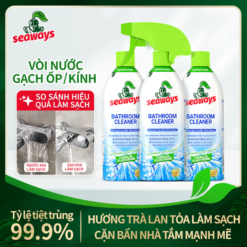 Nước Tẩy Nhà Tắm Seaways Làm Sạch Bồn Rửa Bồn Cầu Tẩy Cặn Gạch Men Đánh Bóng Kính Siêu Sạch Mạnh