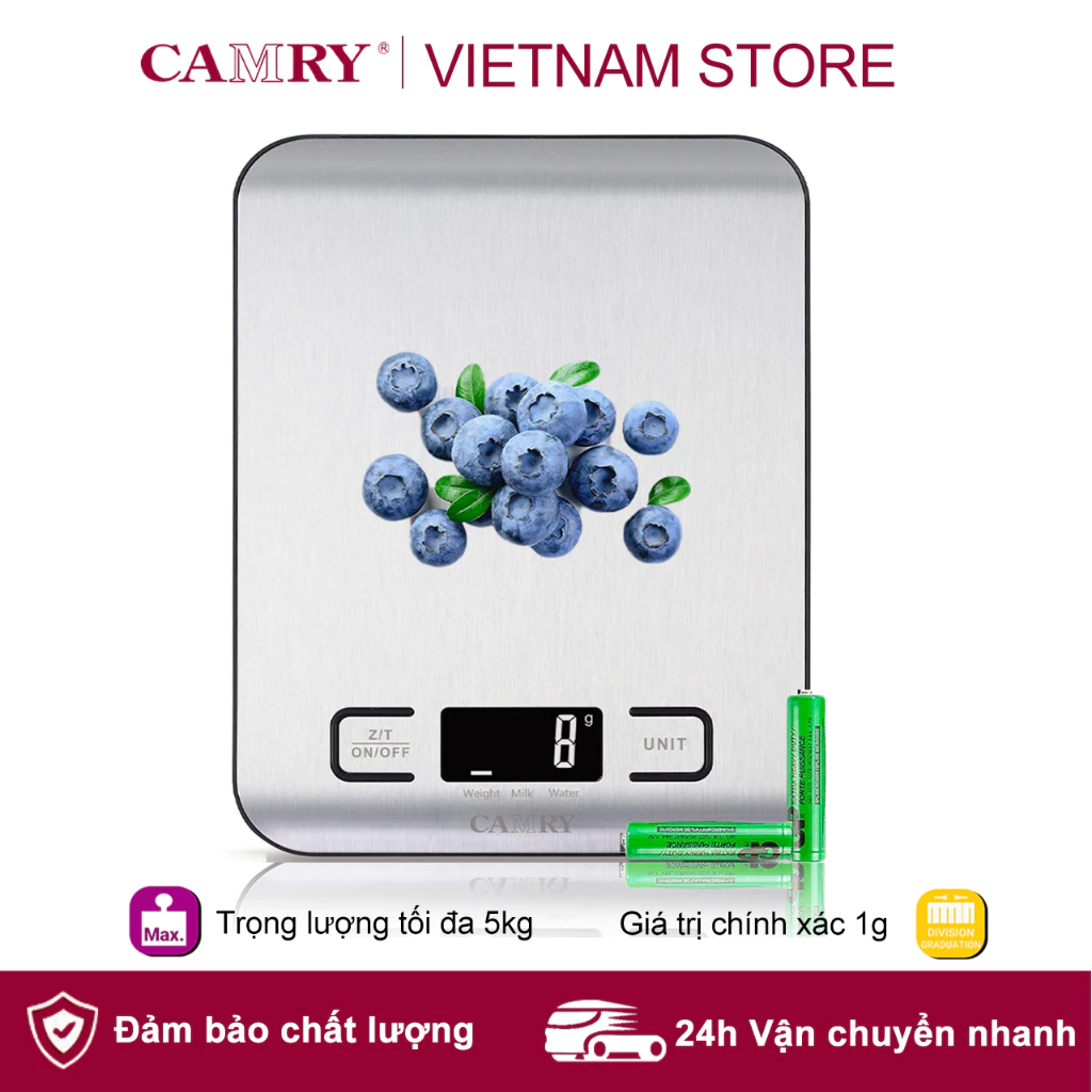Cân thực phẩm điện tử CAMRY, Penimbang Makanan Skala Dapur, Cân nhà bếp kỹ thuật số 5kg / 1g Trọng lượng gram và Ounce để nấu nướng và chuẩn bị bữa ăn, 4 chiếc