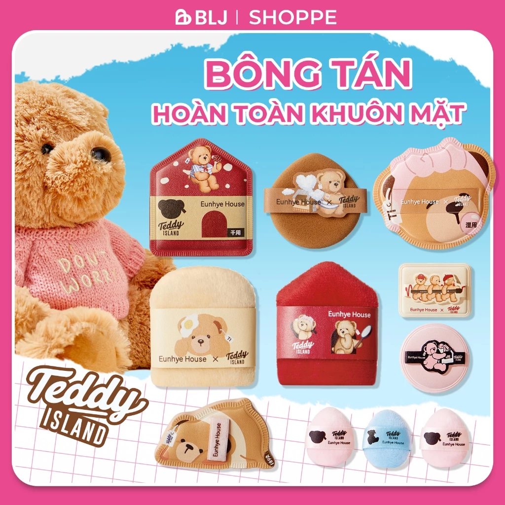 Bông Mút Trang Điểm【BLJ × Teddy Island】Siêu Mềm Mại Dễ Tán Kem Nền Đàn Hồi Mềm Mại