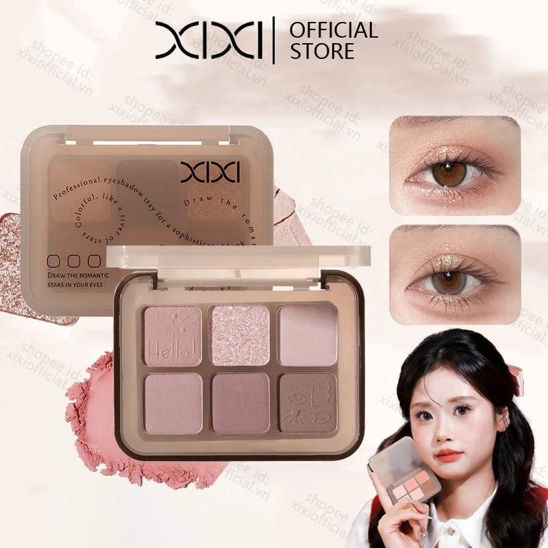 XIXI 6 Màu Shimmer Matte Eyeshadow Palette Lấp Lánh Sắc Tố Phấn Mắt Lâu Dài Chống Thấm Nước Trang Điểm Bảng Mỹ Phẩm NO.D843