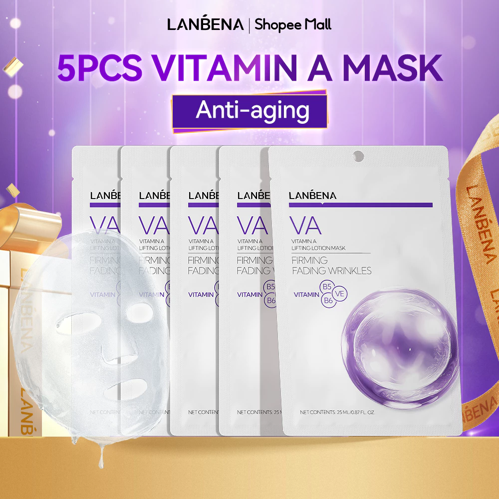 LANBENA5 PCS Mặt nạ  BHA,VC,VA,B5,B3 MULTI-VITAMINS (25ml) - PHỤC HỒI, DƯỠNG ẨM, TRẮNG DA, GIẢM NHĂN, LÀM DỊU DA Skincare