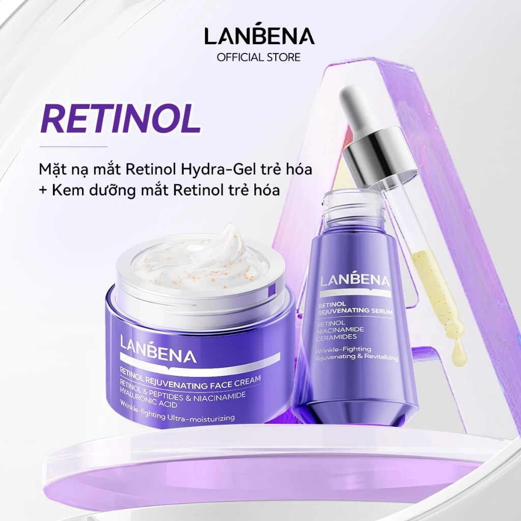 [Shopee Live] COMBO 2 Serum Retinol trẻ hóa Lanbena + Kem Retinol trẻ hóa  Retinol Niacinamide Dưỡng Sáng Mờ Nhăn Trẻ Hóa Da Dưỡng Ẩm, Giúp Da Căng Mọng Mịn Màng, Nuôi Dưỡng Làn Da Hiệu Quả