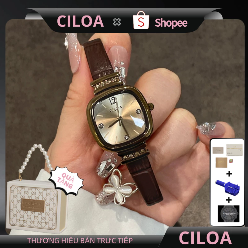 〖CILOA〗 Đồng hồ vuông nhỏ Thụy Sĩ Đồng hồ nữ Đồng hồ nữ Đồng hồ nữ Đồng hồ nữ nơi làm việc Đồng hồ nữ Niche Đồng hồ nữ sang trọng nhẹ Đồng hồ nữ vuông 21031