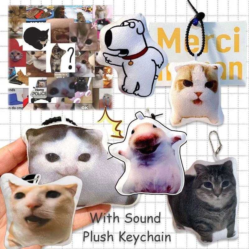 Oiiaiooooooiai Mèo Móc Khóa Có Âm Thanh Sang Trọng Búp Bê Ngộ nghĩnh Mèo Biểu Tượng Cảm Xúc Dán Cho Trẻ Em Tự Làm Quà Tặng