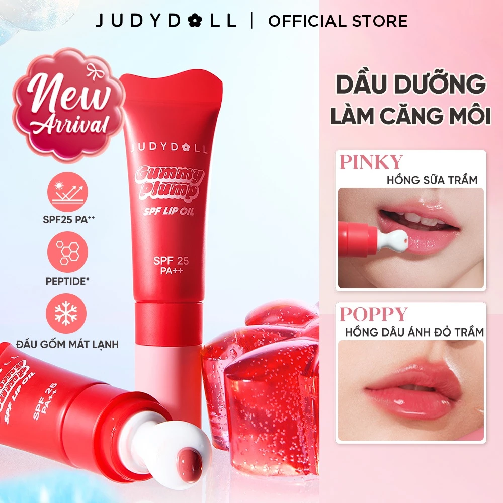 [MỚI] Son Dưỡng Có Màu JUDYDOLL Gummy Peptide Lip Oil Căng bóng Dưỡng ẩm Chống nắng 8ml
