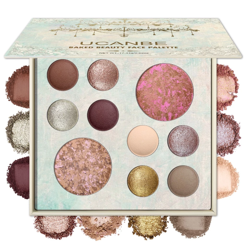 Bảng trang điểm nướng tất cả trong một UCANBE – Phấn mắt, Phấn má hồng & Bronzer, Màu sắc sắc sắc tố trung tính, Kích thước du lịch Bộ quà tặng trang điểm toàn mặt nhỏ gọn dành cho nữ