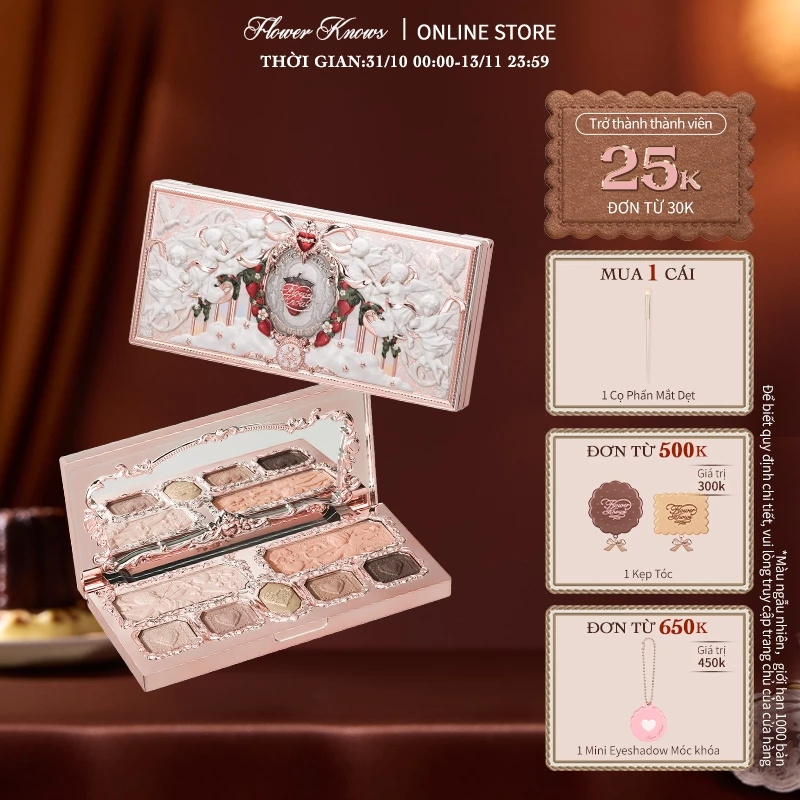 Bộ sưu tập Flower Knows Strawberry Cupid Bảng màu mặt đa năng Bảng Phấn Mắt 14g