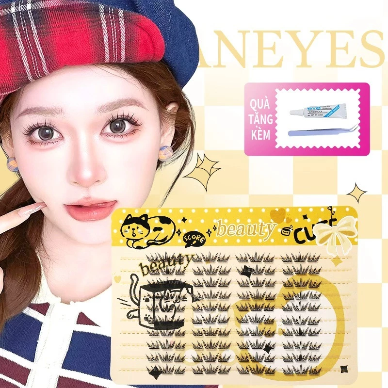 Dung Tích Siêu Lớn Phong Cách Mới Mùa Hè Nước Mắt Xanh Lông Mi Giả Cụm Đơn Uốn Mảnh Nhỏ Phân Đoạn Dreamy Trên Lông Mi Mảnh Giấy Nhỏ