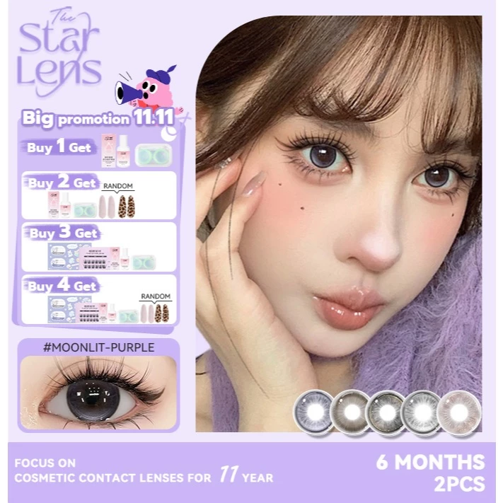 Kính áp tròng Starlens 1 cặp Dùng được lens 6 tháng cho mắt mềm mại Thích hợp đeo khi trang điểm Đường kính 14.2-14.5mm có độ (0-8)