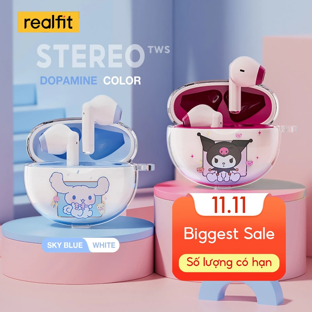 【Livestream】Tai nghe Bluetooth Realfit F2 Âm thanh nổi HIFI Âm trầm tuyệt vời với Mic phát lại dài 6 giờ Cùng phong cách với Lenovo LP40 Pro