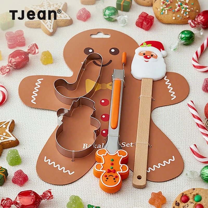 TJean Khuôn bánh quy Christmas Baking Kit dành cho người mới bắt đầu