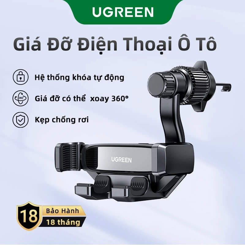 Giá đỡ điện thoại ô tô UGREEN Giá đỡ điện thoại thông hơi, không bao giờ chặn lỗ thông hơi Kẹp giá đỡ di động cho điện thoại 4,7-7,2 inch cho iPhone 18 Pro Max
