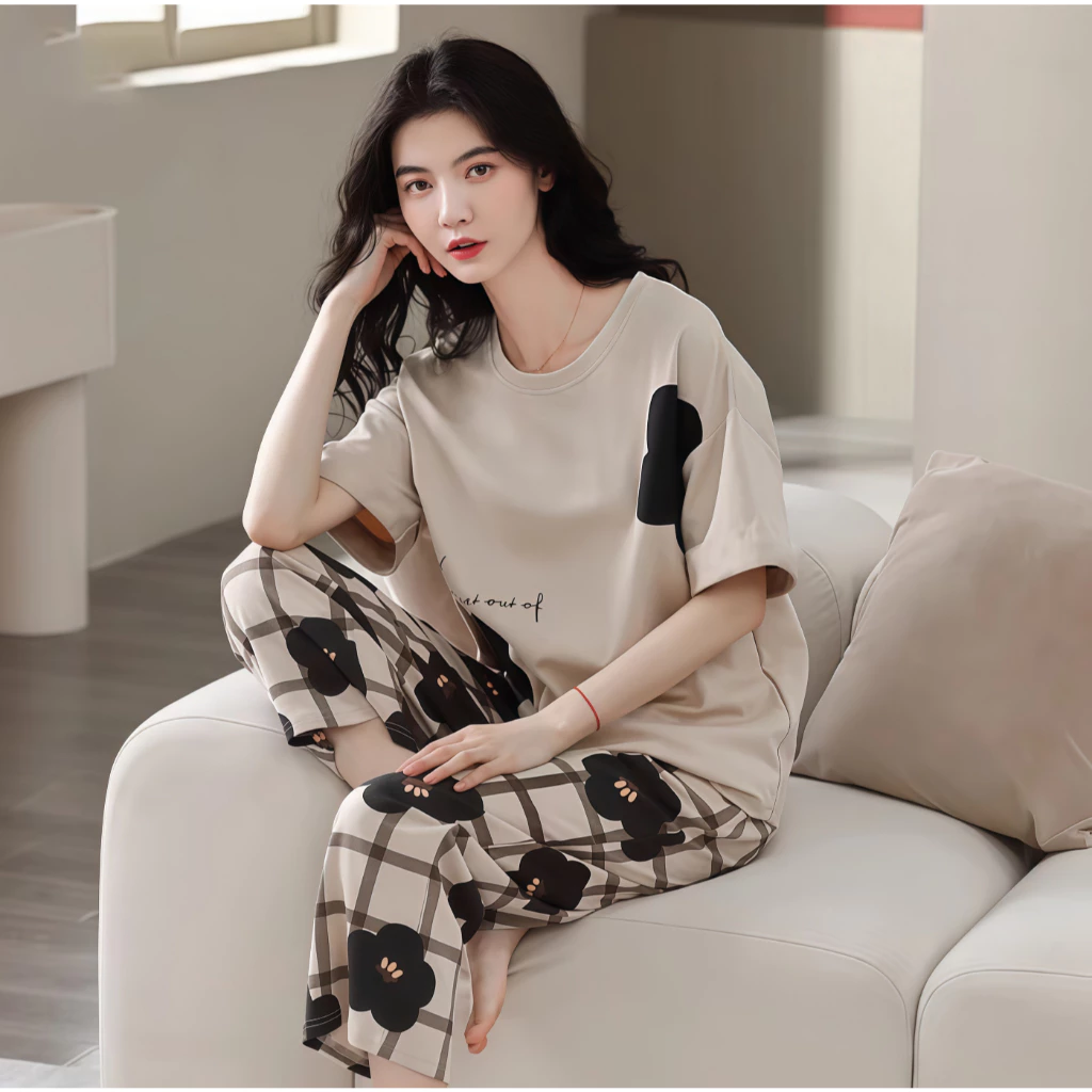 Đồ ngủ nữ dáng dài tay + dài chân in hình dễ thương - Mặc nhà thoáng khí, mặc ngoài đường thời thượng - Hàng mới Thu Hè.