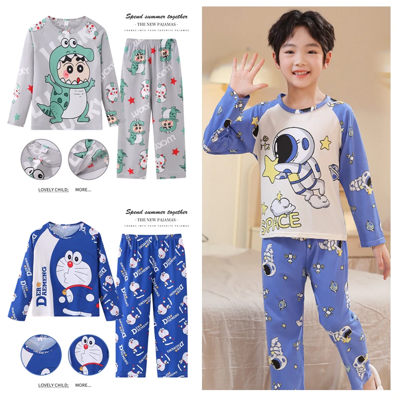 Bộ đồ ngủ dài tay cho bé trai Bộ đồ ngủ cổ tròn cho bé từ 8 - 9 tuổi