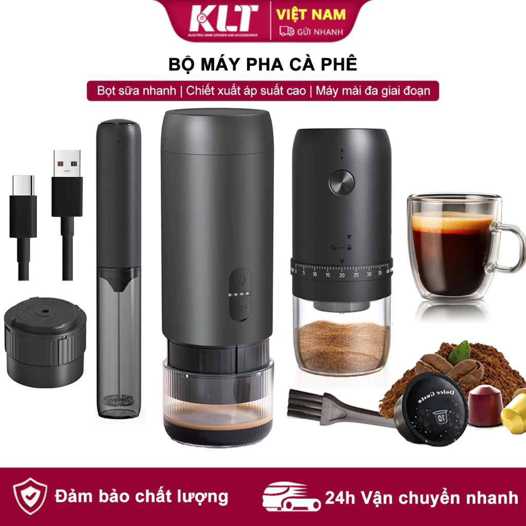 Bộ máy pha cà phê viên nang tự động không dây 2 trong 1 Cliton Nóng / Lạnh Espresso Viên nang cà phê bột 20Bar Khai thác áp suất cao Máy xay cà phê điện Máy xay đậu tạo bọt sữa
