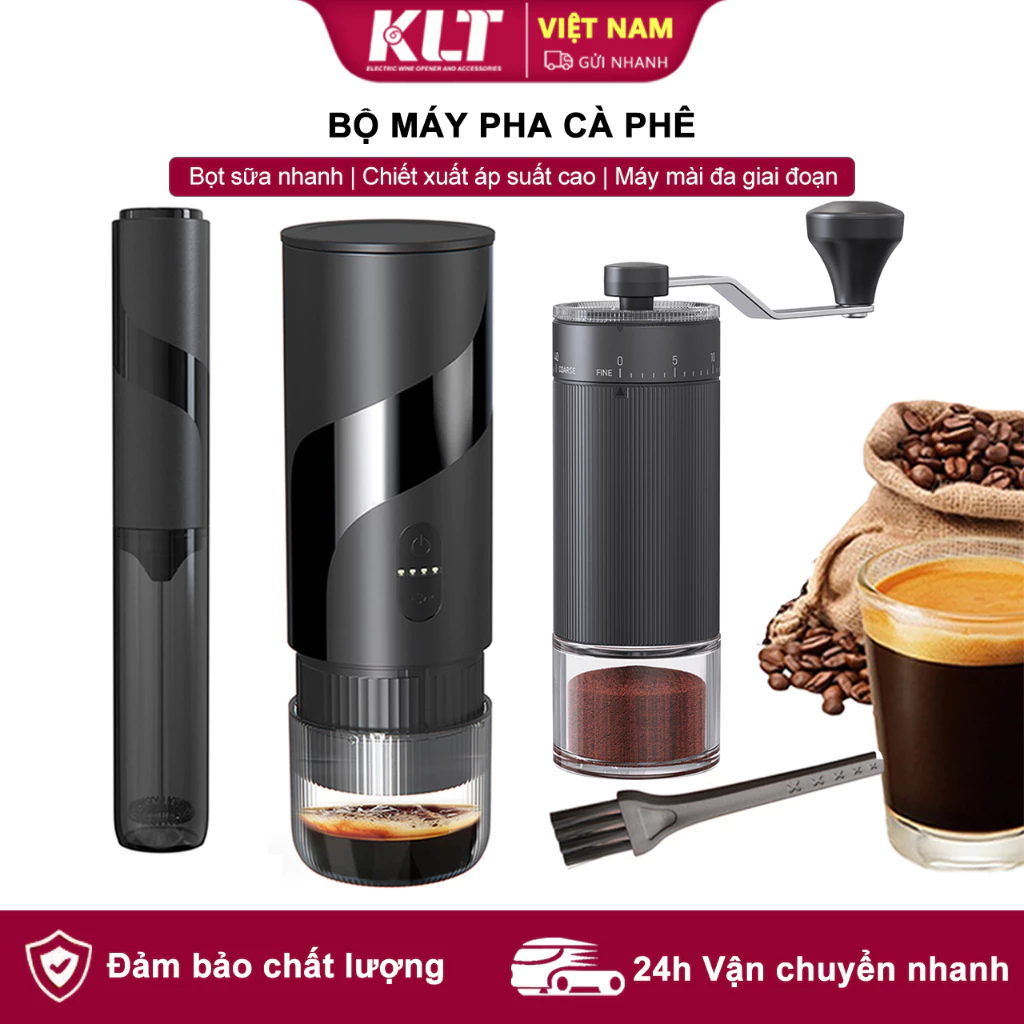 Bộ máy pha cà phê Espresso điện cầm tay CLITON Máy pha cà phê du lịch để cắm trại, Máy pha cà phê ô tô Tự sưởi ấm với chiết xuất viên nang USB-C cho RV, Đi bộ đường dài, văn phòng