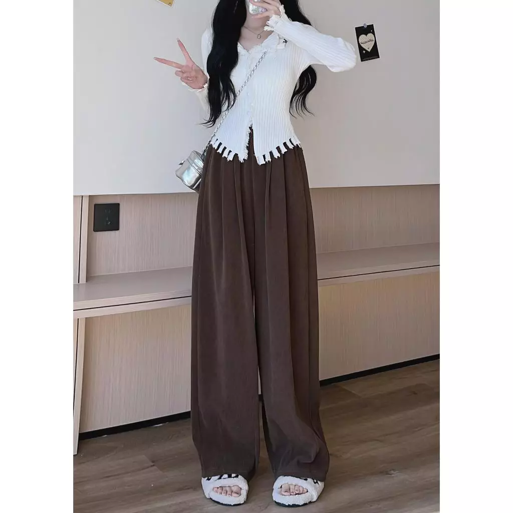 Quần nữ ống rộng chất liệu nỉ bông mới (họa tiết mùa thu đông) - form thun thả tôn dáng