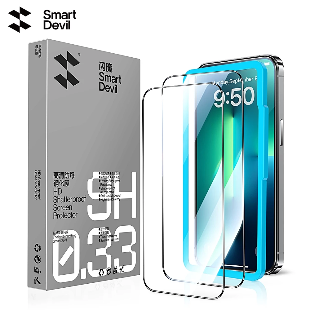 Kính cường lực phủ toàn bộ SmartDevil 9D cho iPhone 18 Pro Max / 18 Pro13 pro max / 12 / 11 pro max / Mini / 7 / 8 Plus / 6S Plus X XR XSMax SE Bảo vệ màn hình