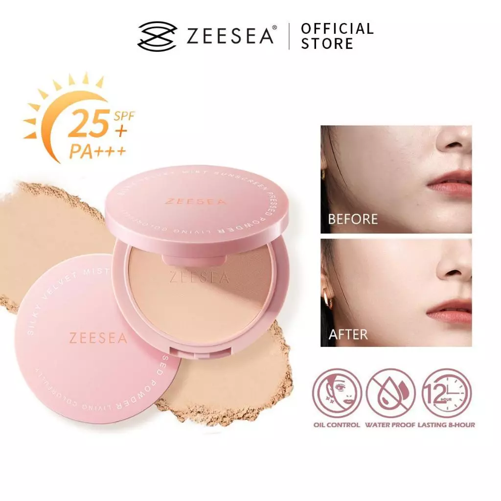Zeesea Phấn Chống Nắng spf 25 pa + + + + Phấn Phủ Kiềm Dầu Chống Thấm Nước Lâu Trôi 8g