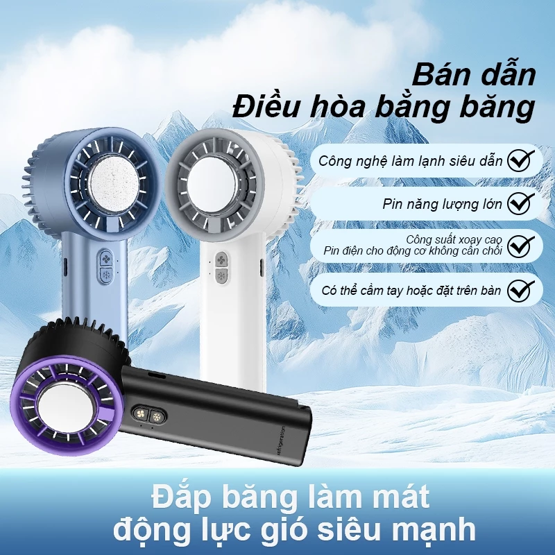 Quạt Tay Mini Có Tính Năng Chườm Lạnh - Sạc USB, Thời Lượng Pin Lâu, Cầm Tay Tiện Lợi