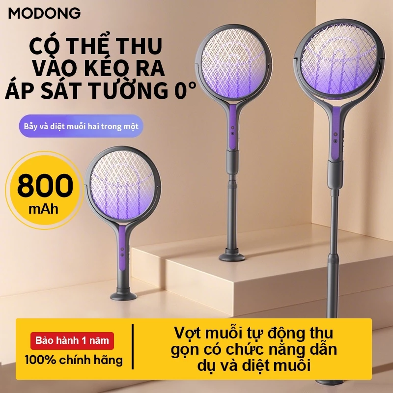 Đèn Bắt Muỗi 2 trong 1 Quạt Xoay Diệt Muỗi Tự Động + Vợt Co Giãn - Sạc Pin, Dùng Trong Nhà & Ngoài Trời, Diệt Muỗi Hiệu Quả Mùa Hè