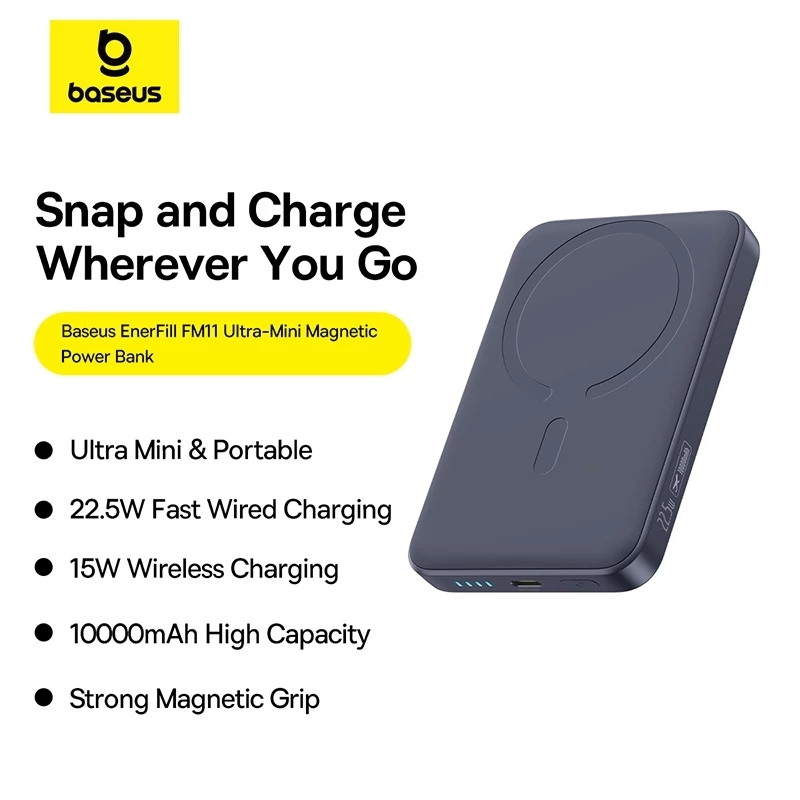 【Pin Sạc Dự Phòng Có Thể Đặt Hàng】Baseus Mini Từ Tính Không Dây 10000mah 22.5W Sạc Nhanh Power Bank Với Tự Động Đánh Thức Cho Điện Thoại