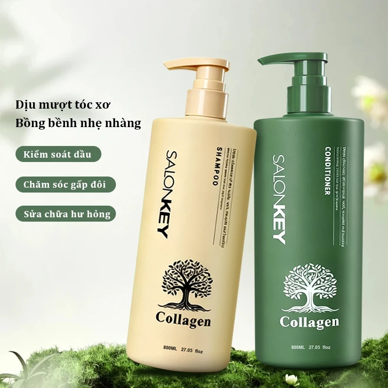 Dầu gội và kem dưỡng da, Salonkey, dung tích 800ml, dành cho tóc và dầu da đầu, làm mịn và kiểm soát, chống ăn mòn, nuôi dưỡng, kiểm soát độ dày, thích hợp để sử dụng tại Salon