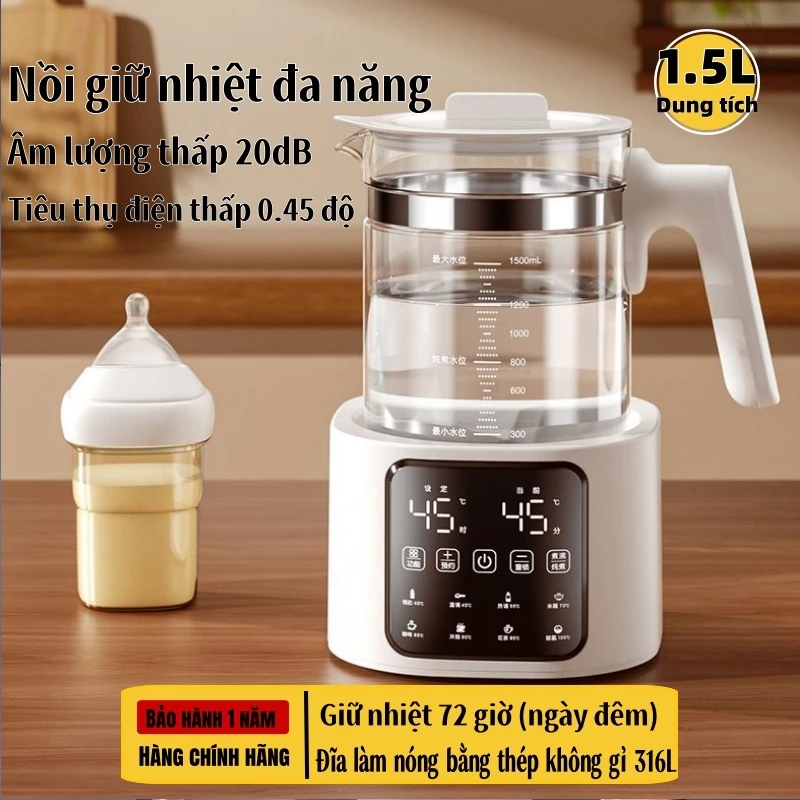 Ấm đun nước điện thủy tinh Nồi sức khỏe 1.5L Thép không gỉ 316 Nhà đa chức năng Văn phòng tự động Trà hoa nhỏ Ấm đun nước nóng Ấm trà sôi Ấm đun ấm nước