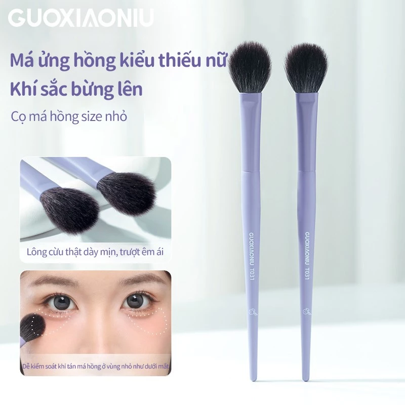 Bàn chải má hồng nhỏ GUOXIAONIU, Thiết kế đầu thỏ, Lông mềm, để pha trộn má hồng & đường viền, dễ sử dụng cho người mới bắt đầu đến chuyên gia.