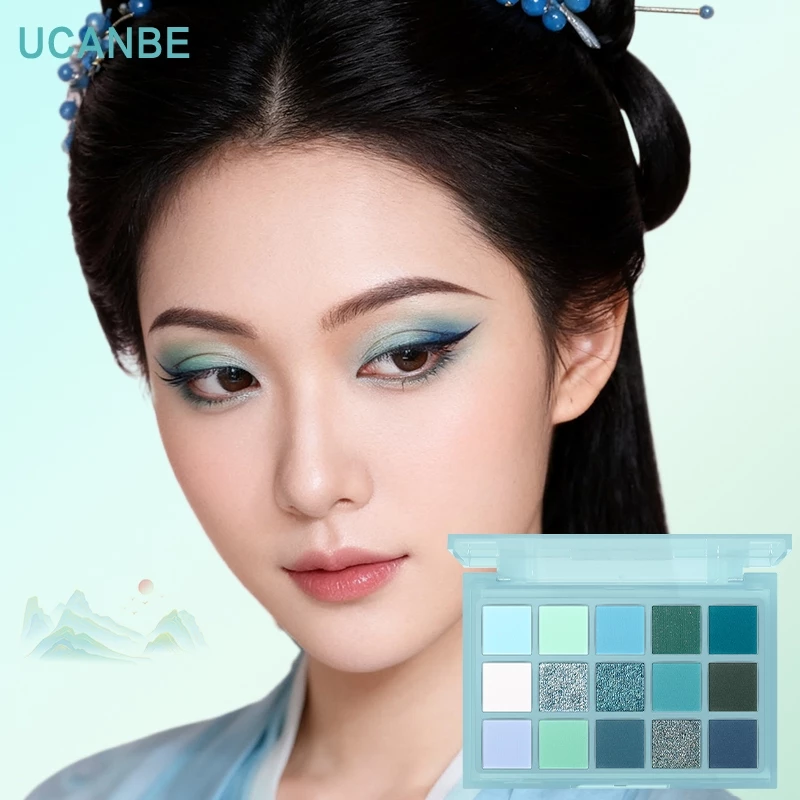 UCANBE 15 Màu Xanh Xanh Xanh Cổ Tích Trang Điểm Bảng Phấn Mắt Chống Thấm Nước Lấp Lánh Lấp Lánh Cho Bữa Tiệc, Cosplay, Món Quà Hoàn Hảo