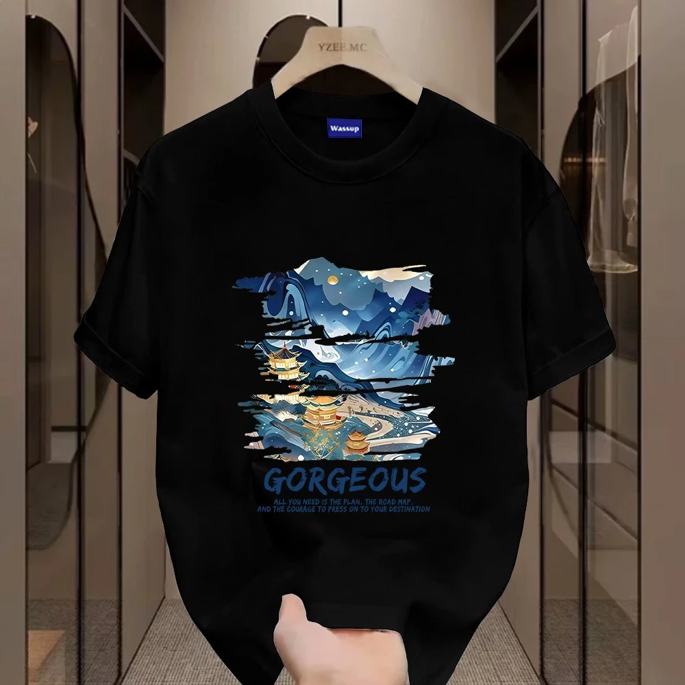 ✨Hàng có sẵn✨ WASSUP 2016 mẫu áo thun nam in hình tranh sơn thủy — cotton, thời trang, Unisex.