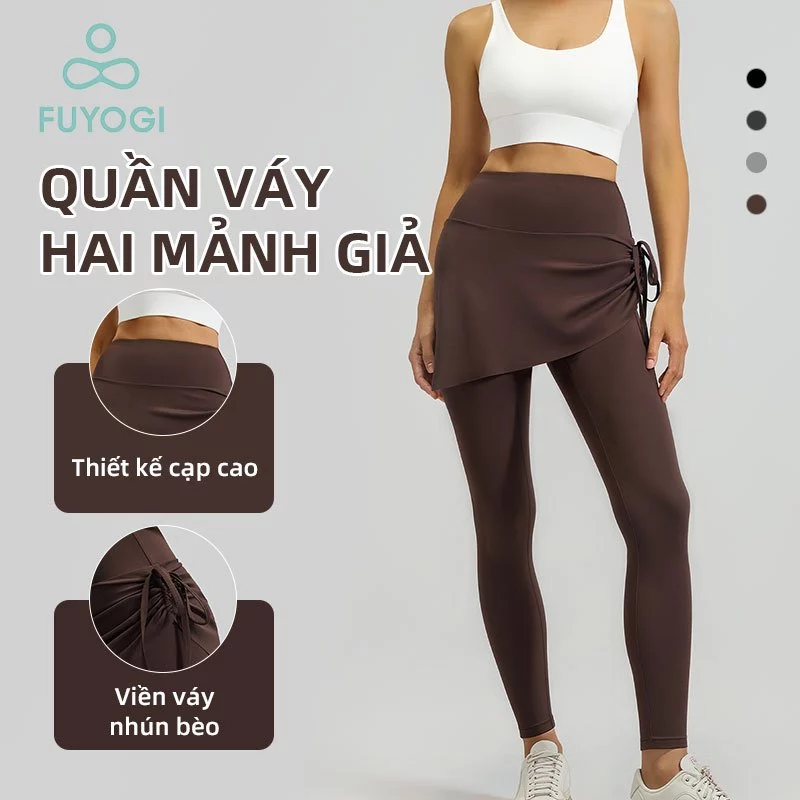 Quần tập Yoga hai trong một FUYOGI Dây xoắn eo cao vừa vặn Pilates tập thể dục co giãn cao