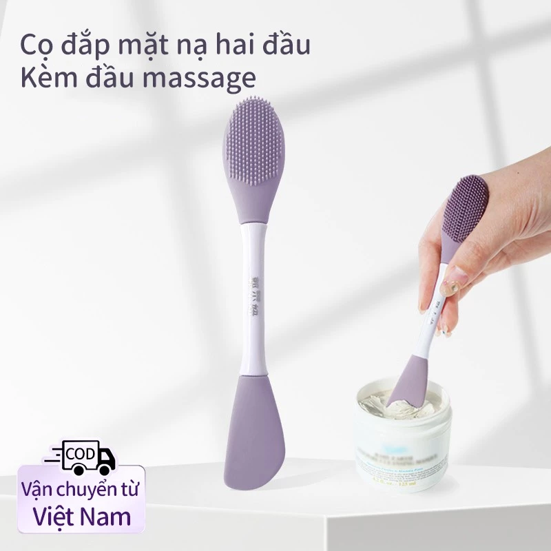 Bàn chải mặt nạ silicon hai đầu GUOXIAONIU dành cho mặt nạ bùn và mặt nạ mềm dẻo, siêu mềm, không gây kích ứng, thân thiện với người mới bắt đầu với đầu Massage