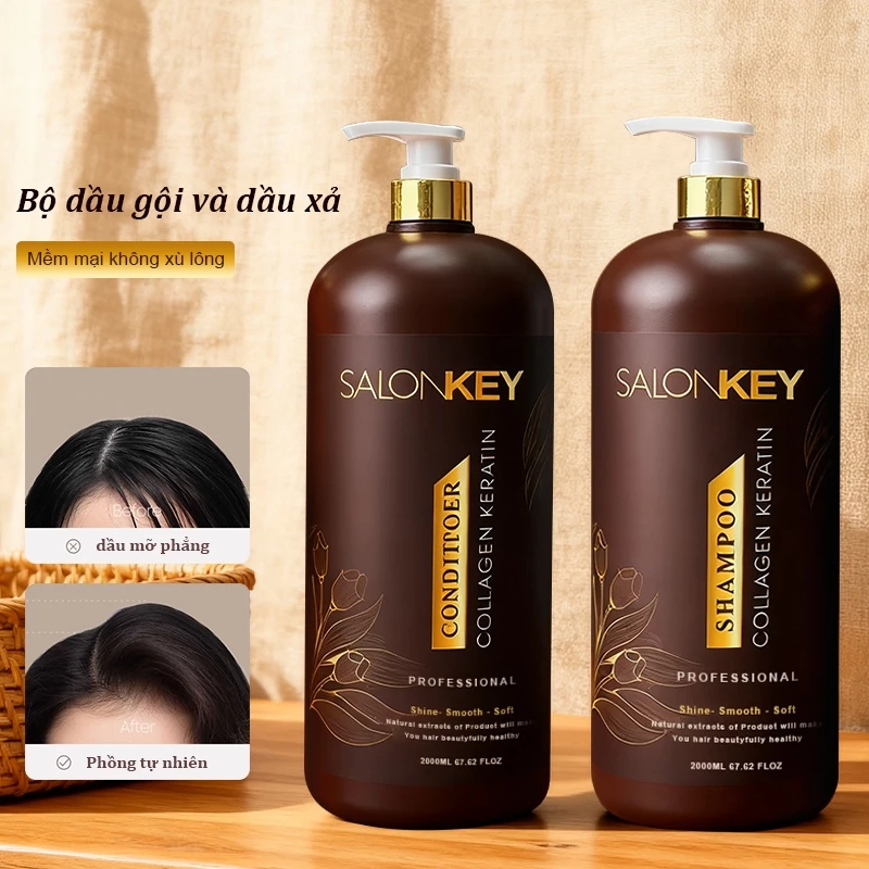 Dầu gội và dầu xả Salon dung tích lớn 2000ml, sửa chữa tóc hư tổn, giải quyết khô và xoăn, và kiểm soát da đầu dầu