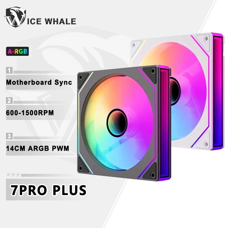 ICE Whale Prism 7 PRO PLUS ARGB PC Case Fan 14cm Thiết kế gương vô cực Bo mạch chủ Chiếu sáng đồng bộ 4PIN Quạt làm mát CPU