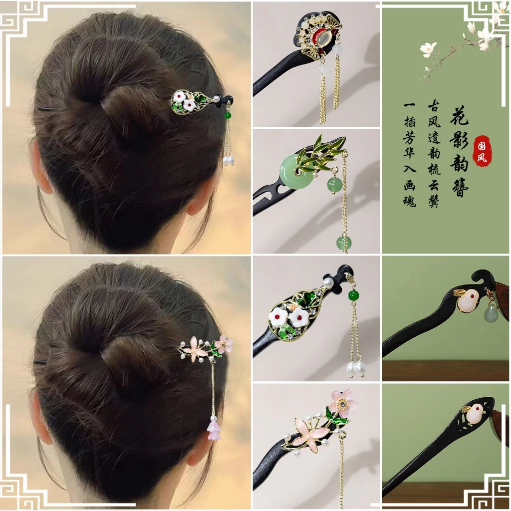 Kẹp tóc giả mun phù hợp trang phục Hanfu và sườn xám, phụ kiện thời trang dành cho nữ