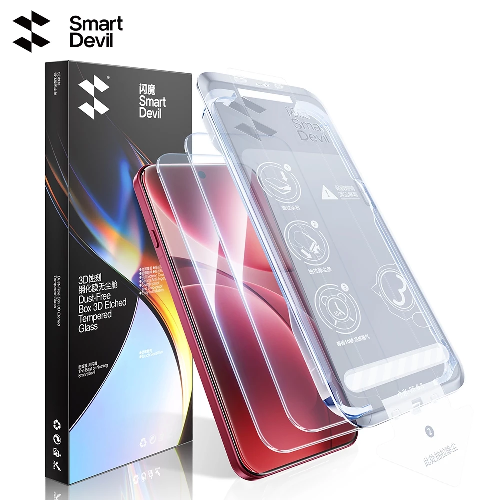 SmartDevil Crystal Shield Full-Cover Kính cường lực cho OPPO Find X9 Pro / Find X9 Bảo hiểm màn hình không viền Siêu âm Mở khóa tức thì HD Chống trầy xước
