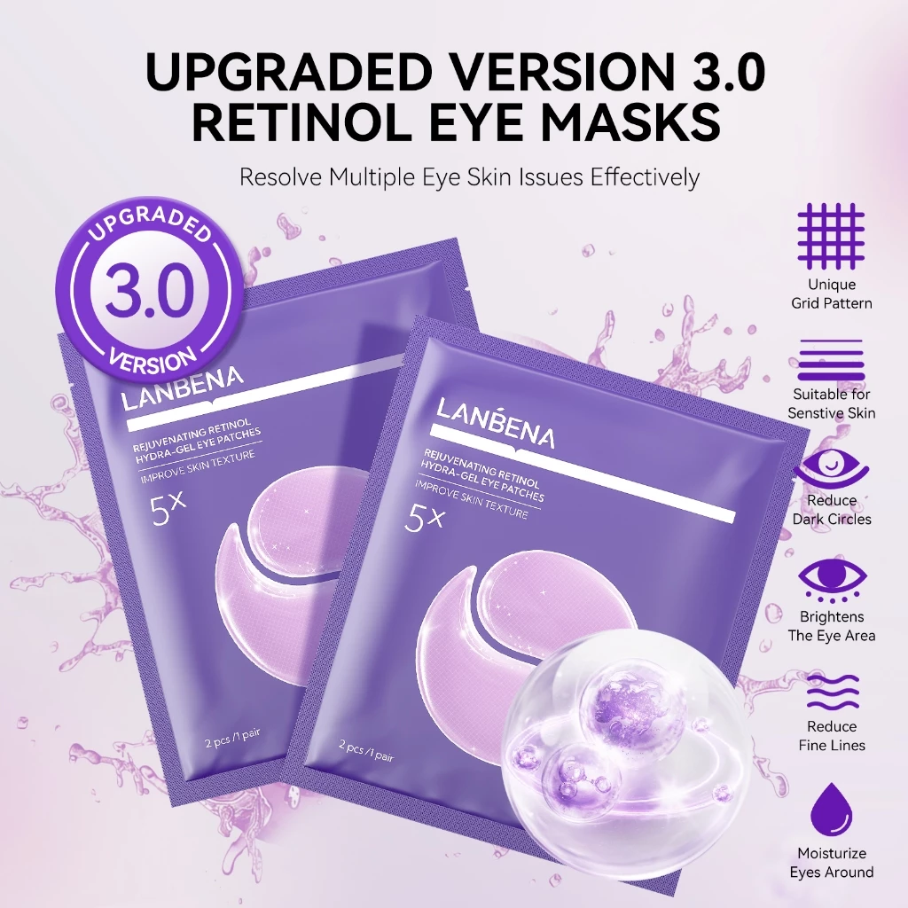 LANBENA Mặt nạ mắt Retinol / Vitamin C (1pair) - Collagen Chống lão hóa, Hỗ trợ trẻ hóa, Sinh học, Gel làm mát, Giảm nếp nhăn, quầng thâm mắt
