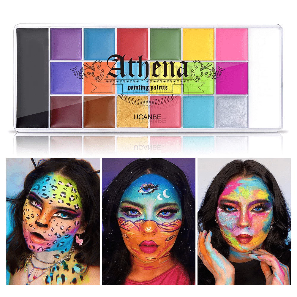 UCANBE Athena Neon Mặt Body Tranh Dầu Trẻ Em Flash Hình Xăm Sơn Nghệ Thuật Halloween Trang Điểm Lạ Mắt Đầm Làm Đẹp Bảng