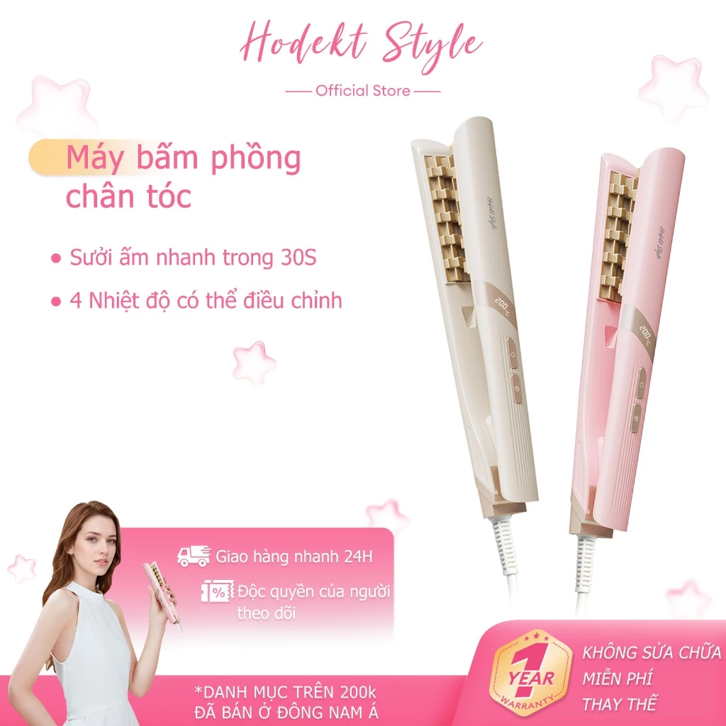 Máy Dập Xù HODEKT Bấm Phồng Chân Tóc Nẹp Tóc Ngô Kỹ Thuật Số Màn Hình LCD Chuyên Dụng Salon Cao Cấp