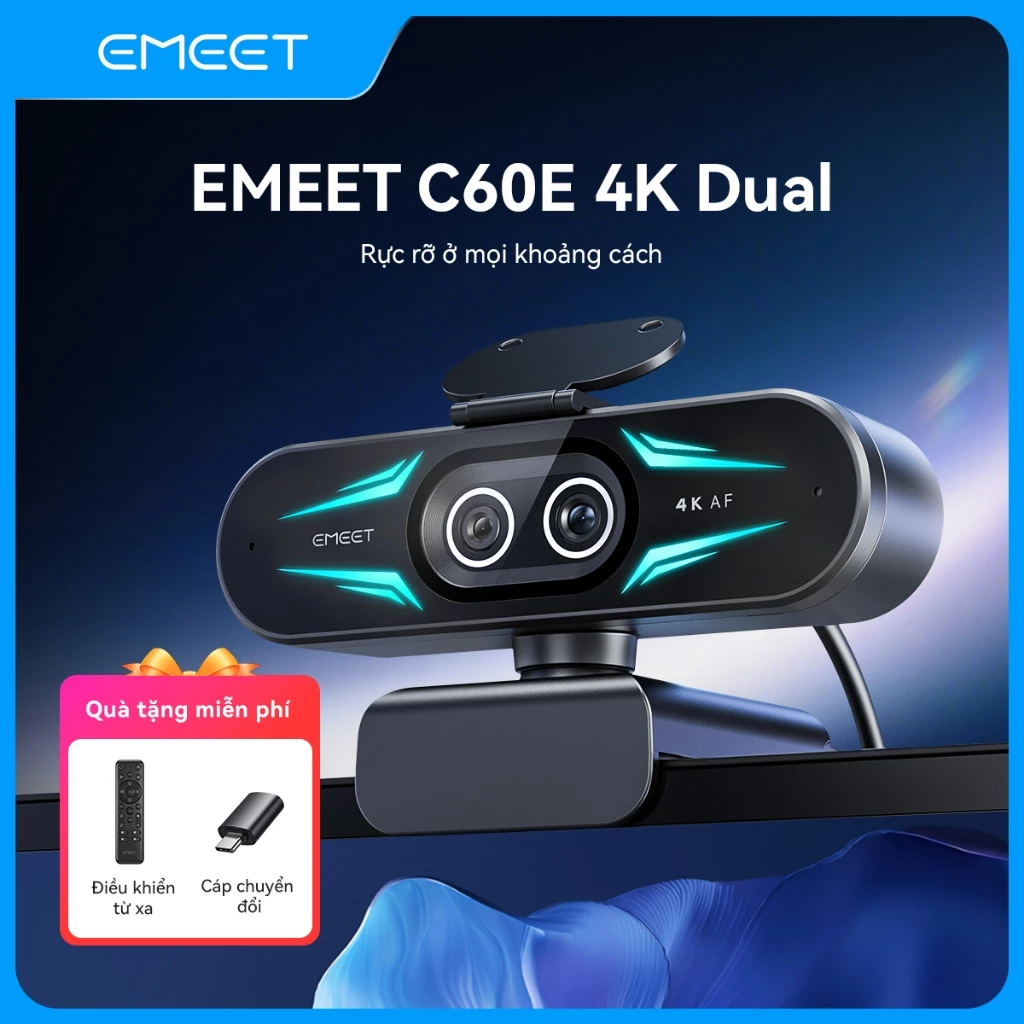 [EMEET] Webcam kép C60E 4K | Zoom 11x | Bộ gõ tự động Ultra HD | Lý tưởng để phát trực tuyến