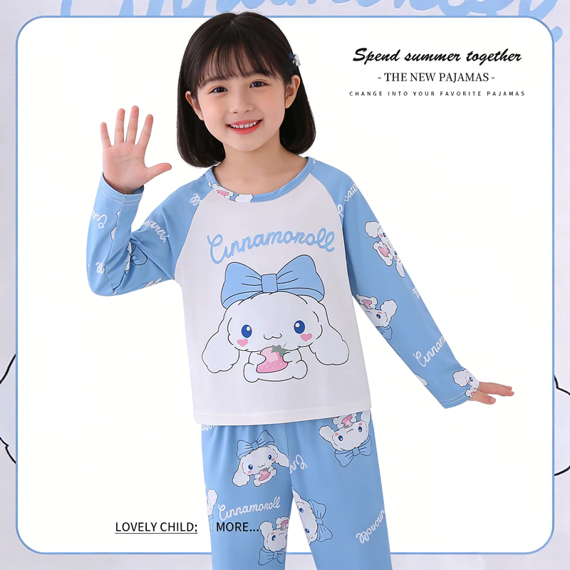 Váy ngủ cổ tròn dài tay cho trẻ em Váy ngủ bé gái Cinnamoroll màu xanh dễ thương trong 12 - 13 tuổi