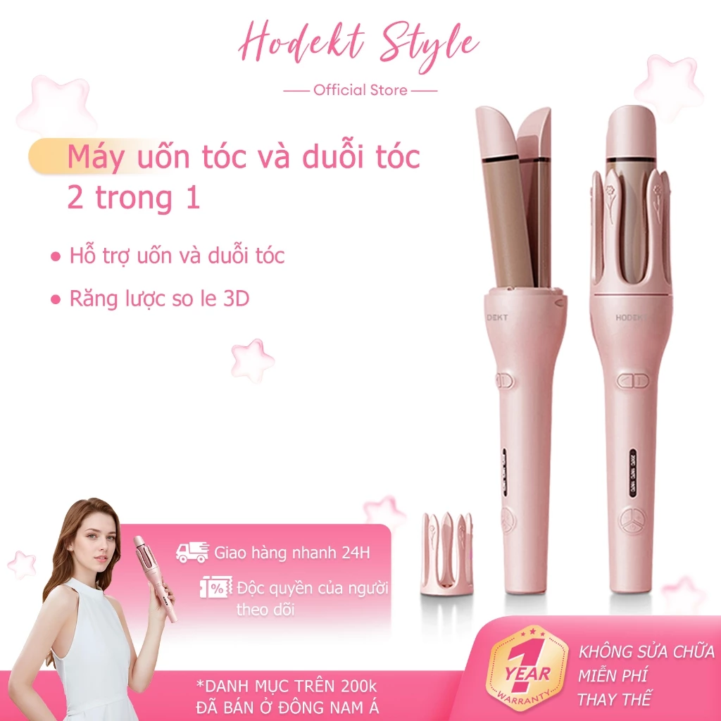 Máy Uốn Tóc Làm Xoăn Tự Động HODEKT 2 Trong 1 Máy Uốn Tóc Tự Động Chất Liệu Gốm Sứ Máy Duỗi Tóc
