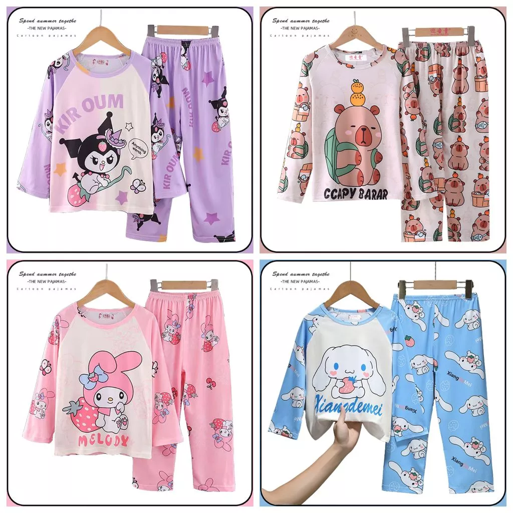 Bộ Đồ Trẻ Em Bé Gái Dài Tay Đồ Ngủ Thường Ngày Dễ Thương In Hình Hoạt Hình Trẻ Em Váy Ngủ Phù Hợp Với Big Gilr Bộ Đồ Ngủ