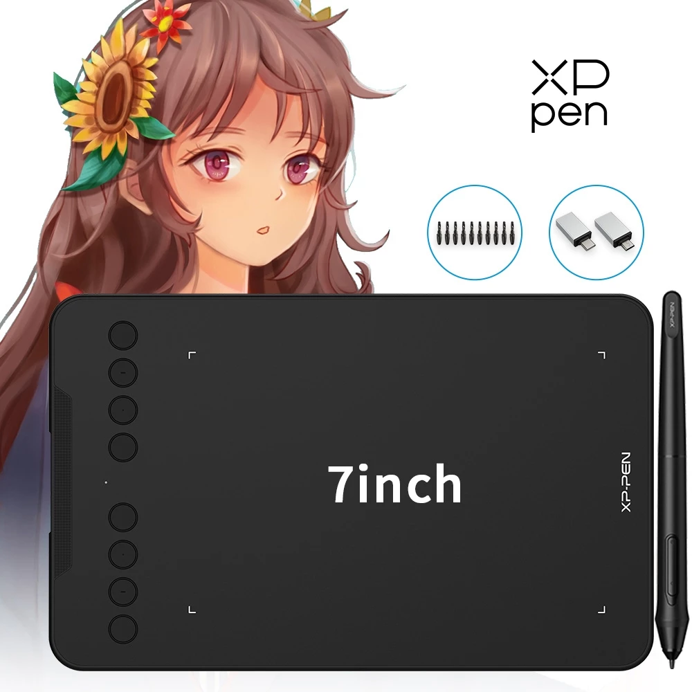 XPPen Deco mini7 V2 Máy tính bảng vẽ đồ họa kỹ thuật số Máy tính bảng Hỗ trợ điện thoại & PC Android có chức năng nghiêng và Bút áp suất Levels 16k không cần pin (7 inch)